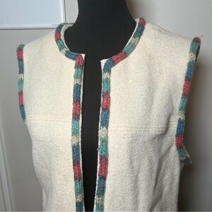 Vintage Terry Cloth Vest Crochet Trim Boho Cottagecore Sleeveless Top